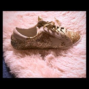Women’s “Getting Better” Gold Glitter Sneakers